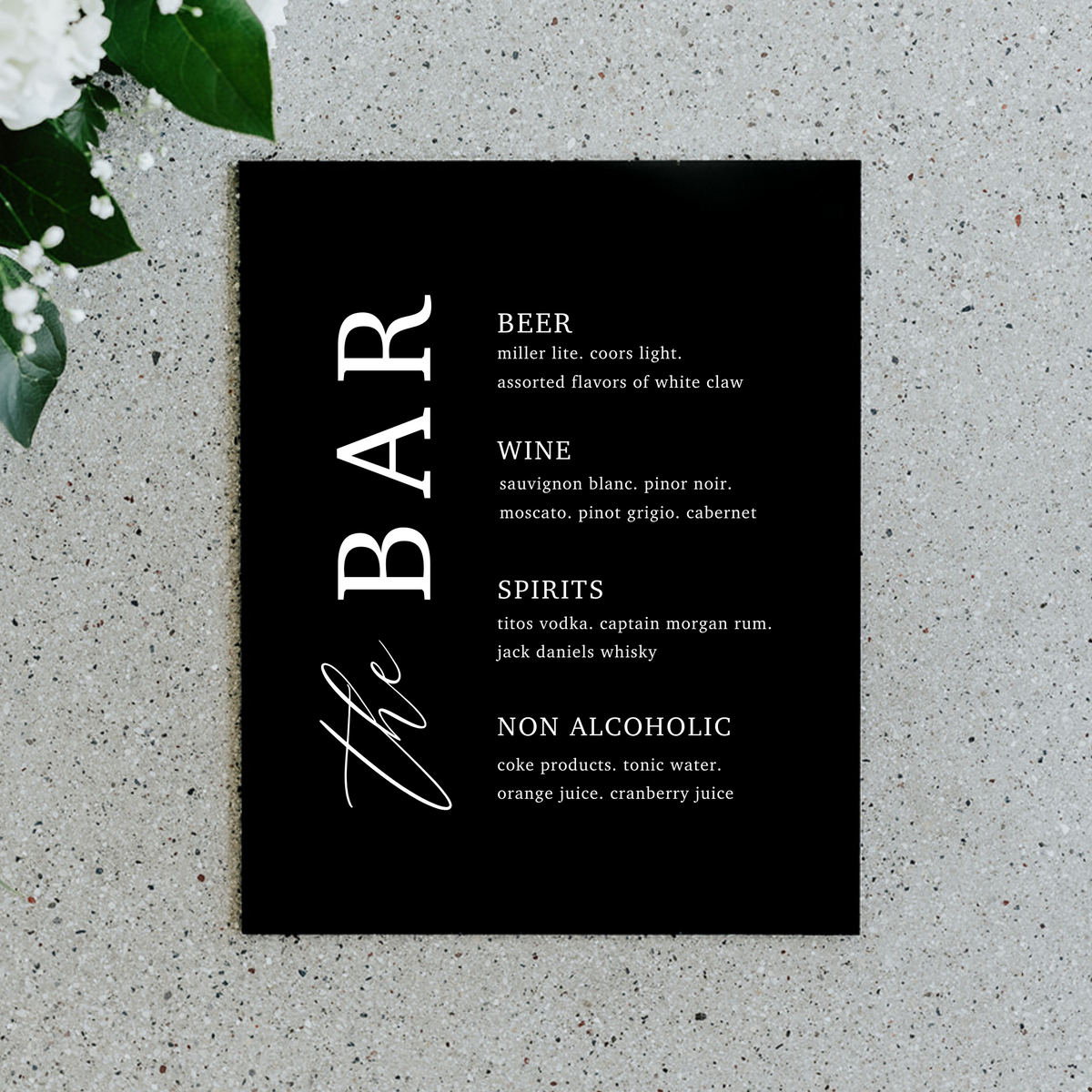 Drink Menu Sign