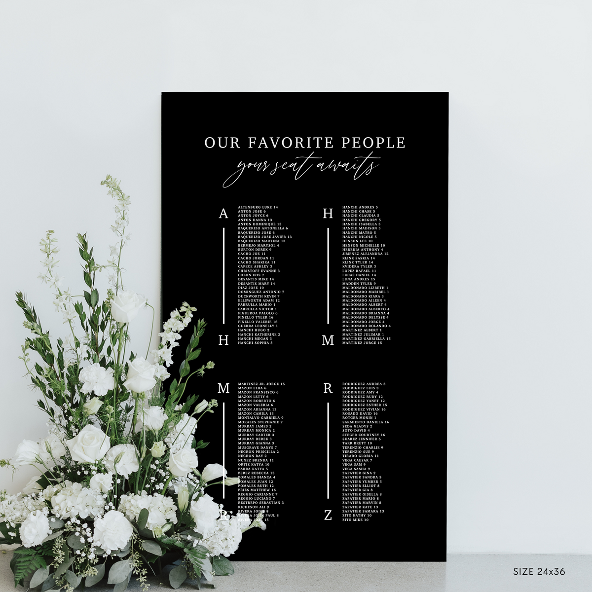 Medium Seating Chart