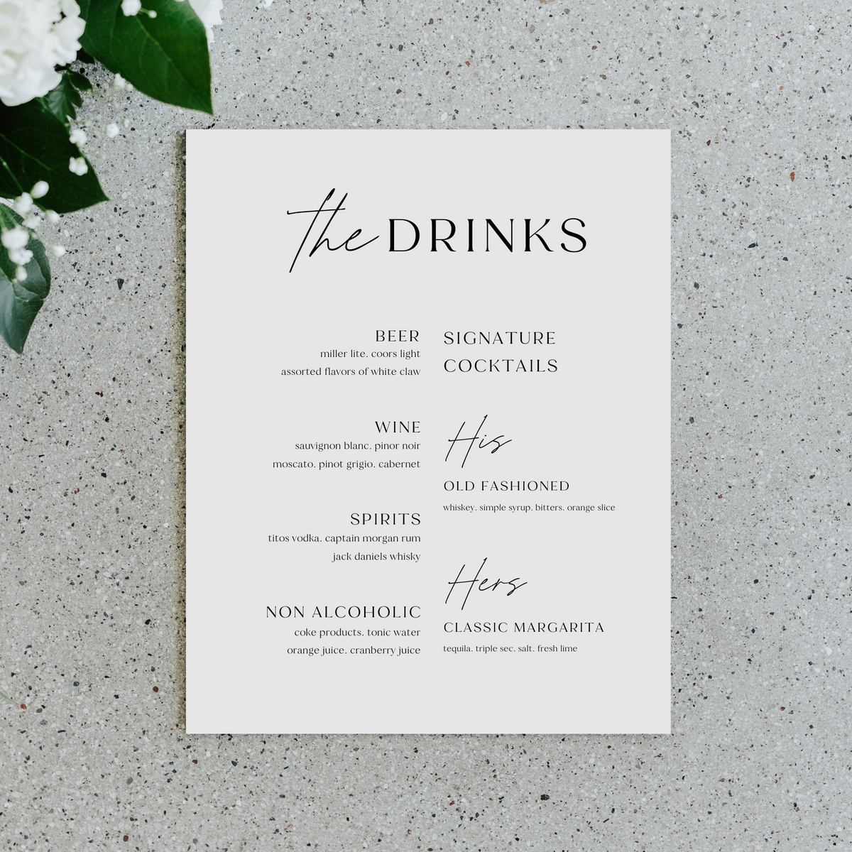 Signature Drinks & Menu Combo