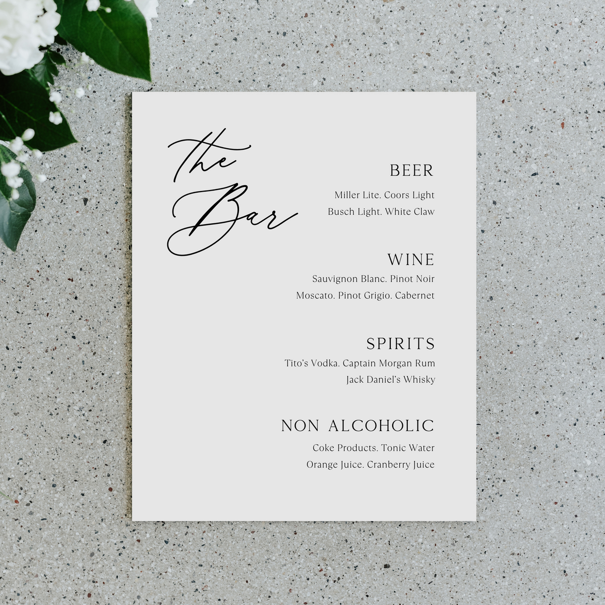 Bar Drink Menu Sign