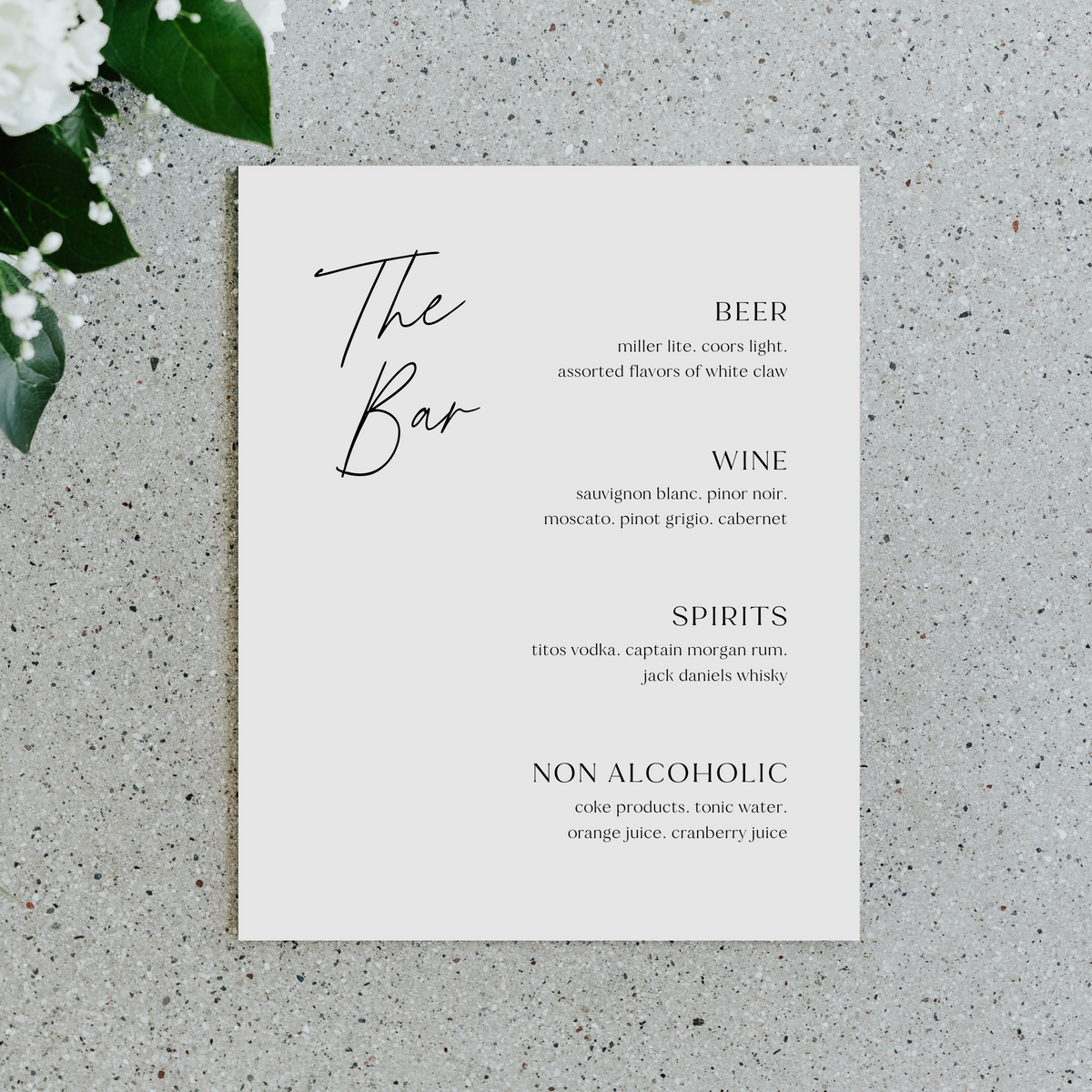 Bar Menu Sign
