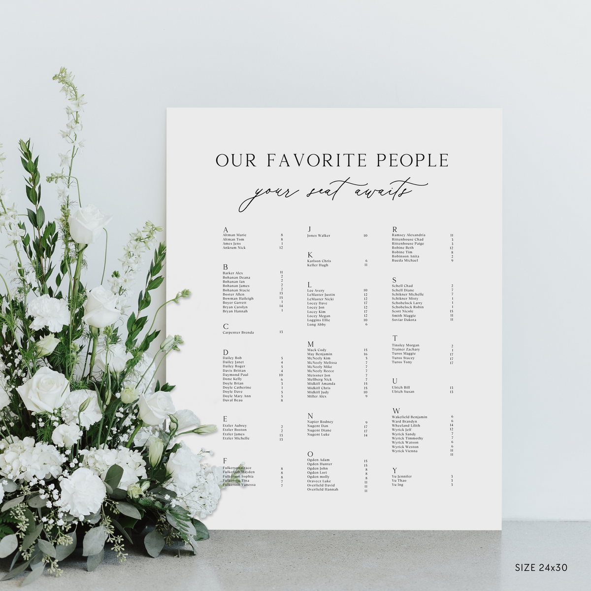 Classic Seating Chart