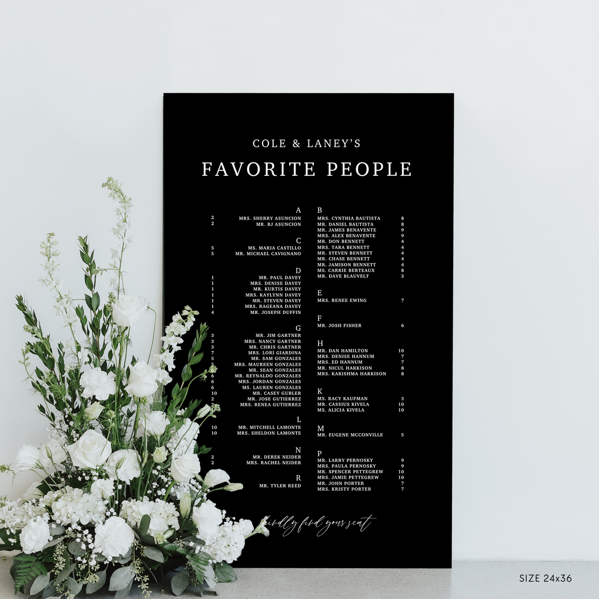 Medium Seating Chart