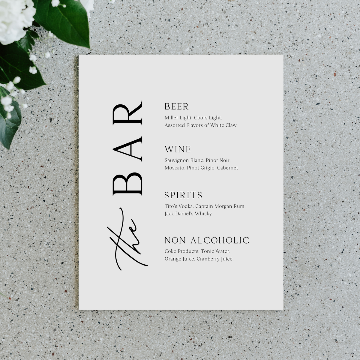 Bar Drink Menu Sign