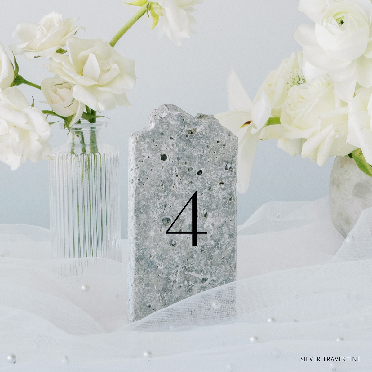 Wedding Silver Travertine Stone Table Numbers