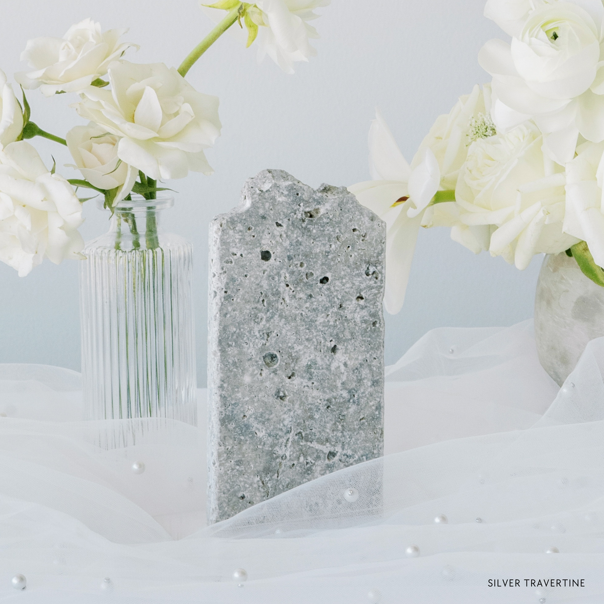 Wedding Silver Travertine Stone Blanks