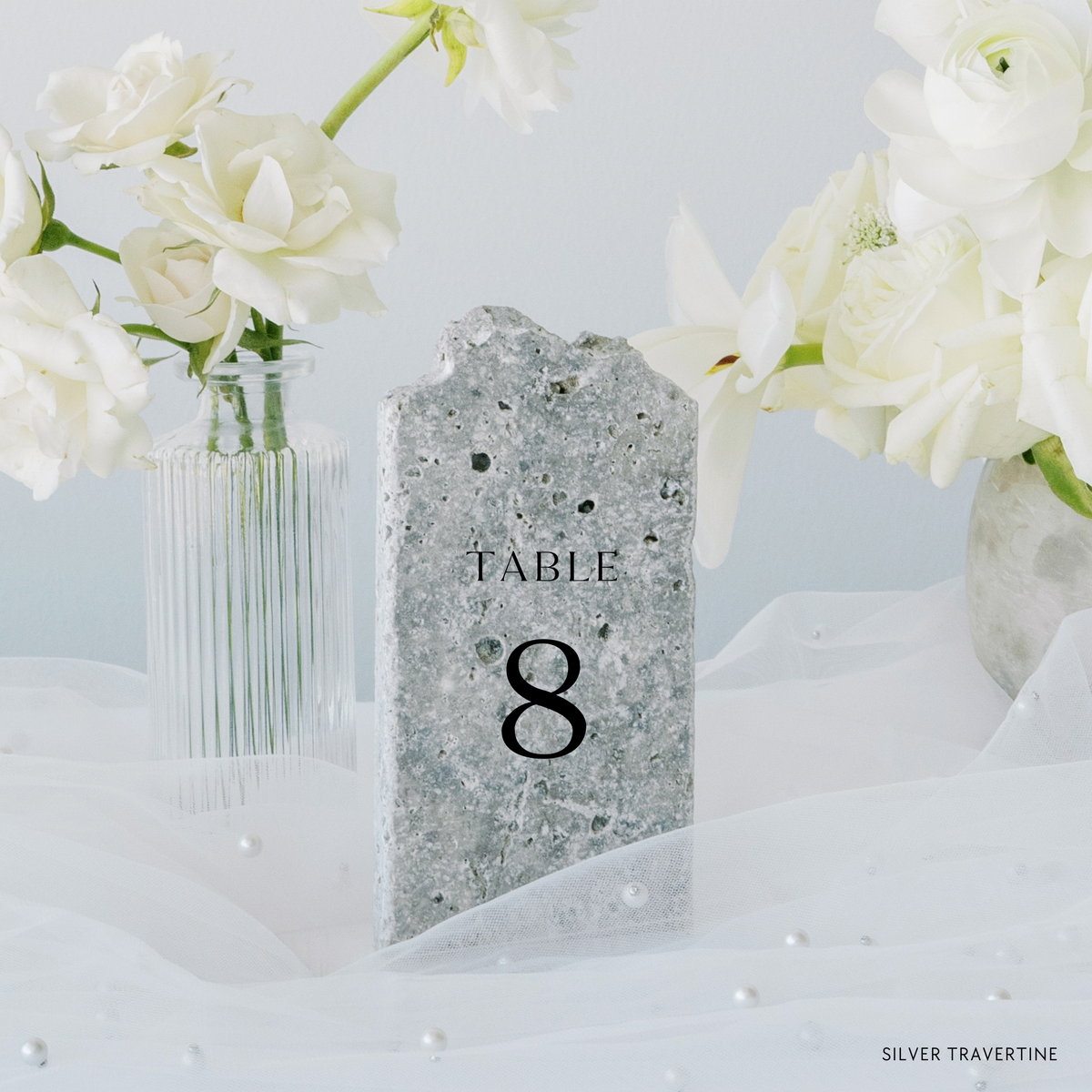 Wedding Silver Travertine Stone Table Numbers
