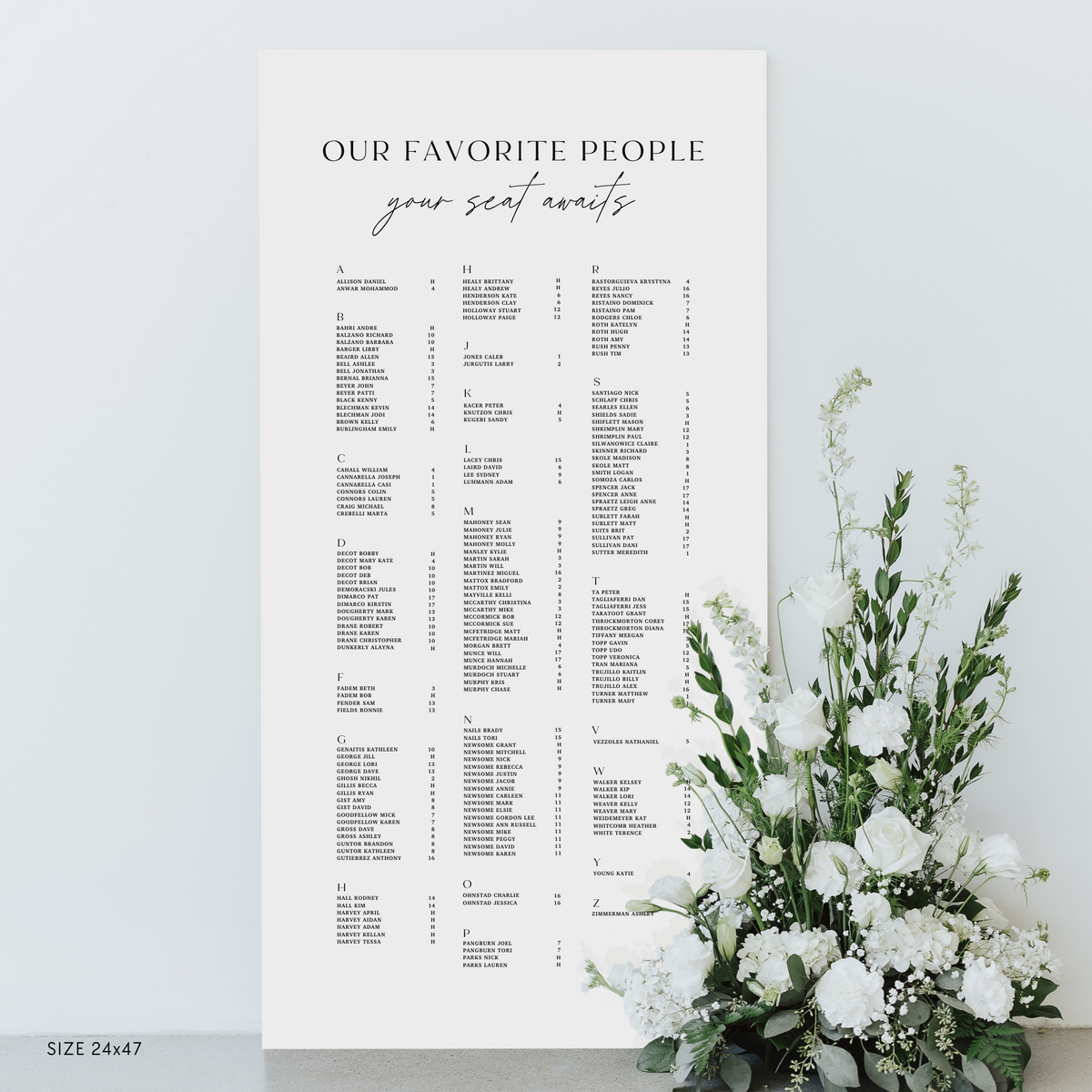 Large Seating Chart