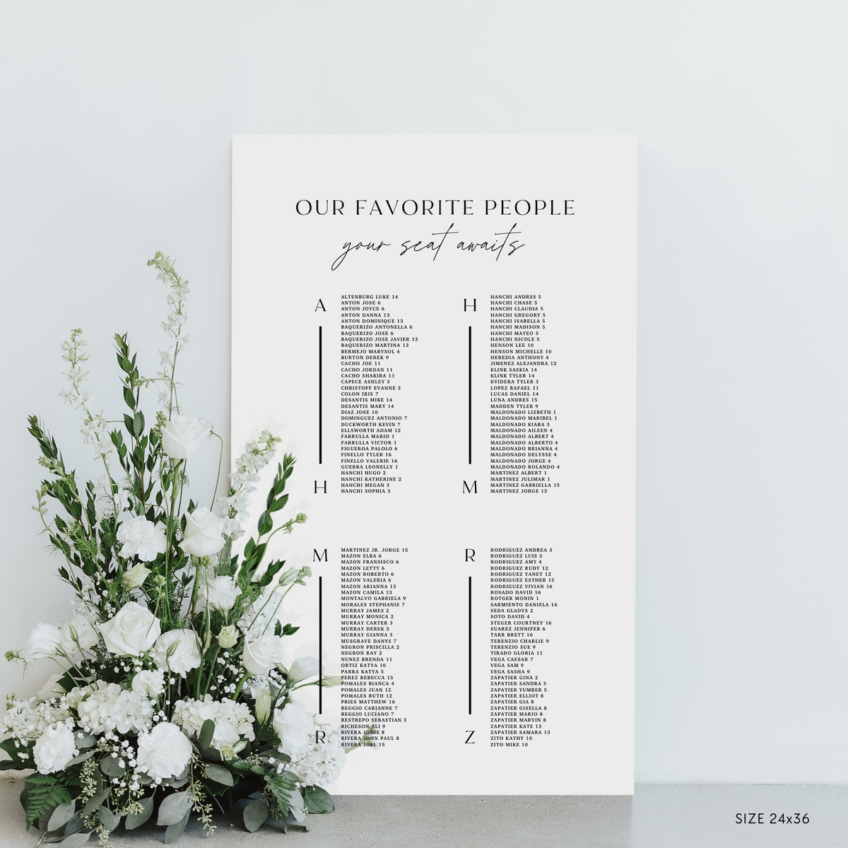 Large Seating Chart