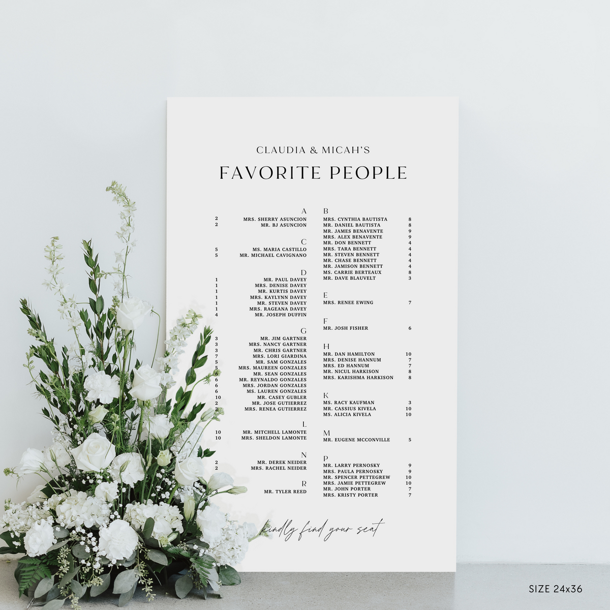 Large Seating Chart