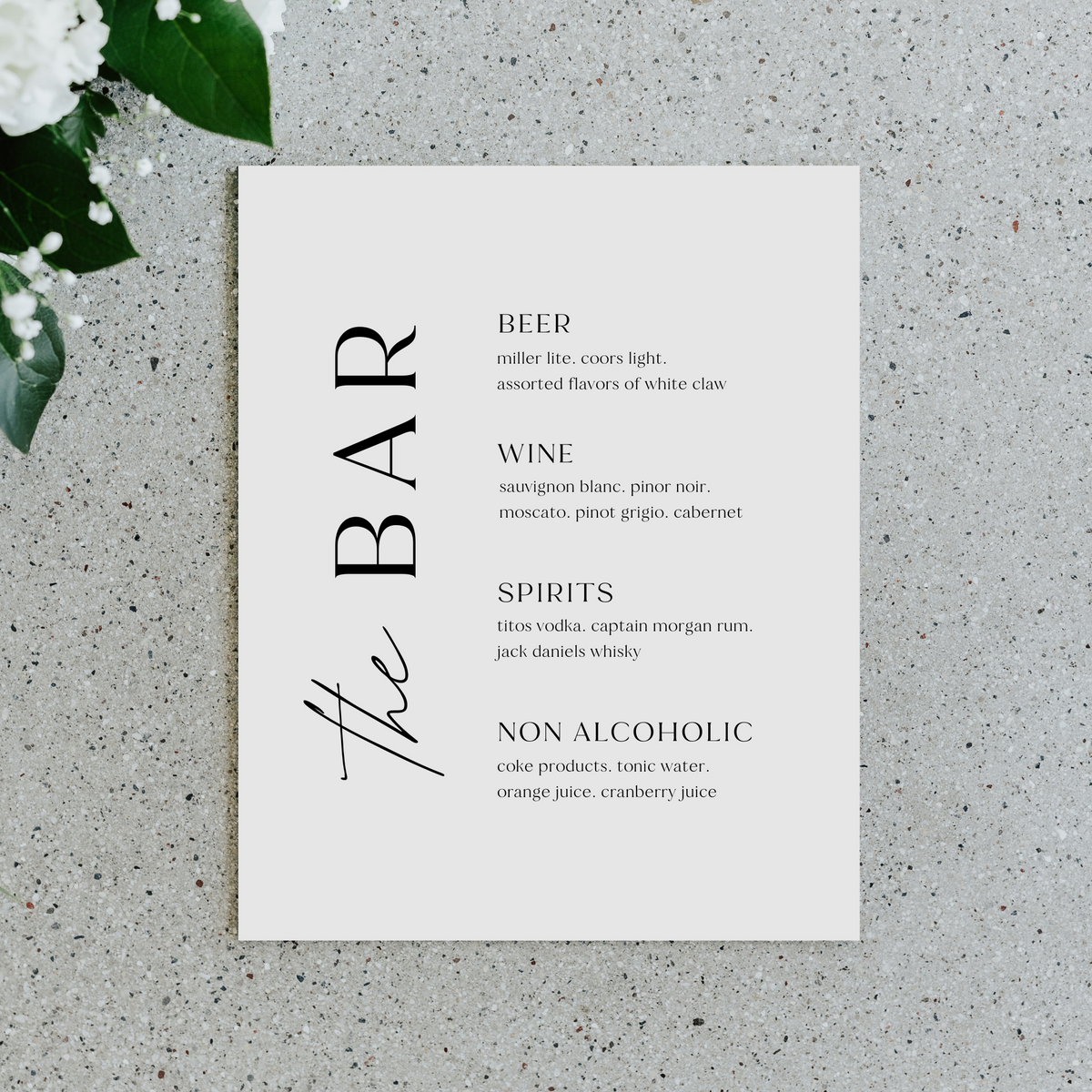 Drink Menu Sign