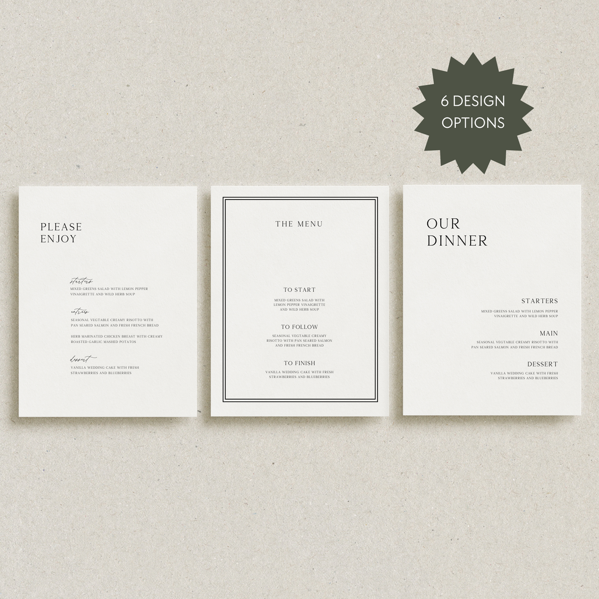 Wedding Menu Card Templates