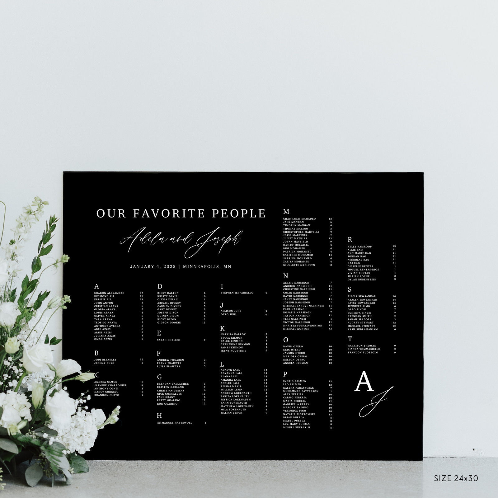 Standard Seating Chart