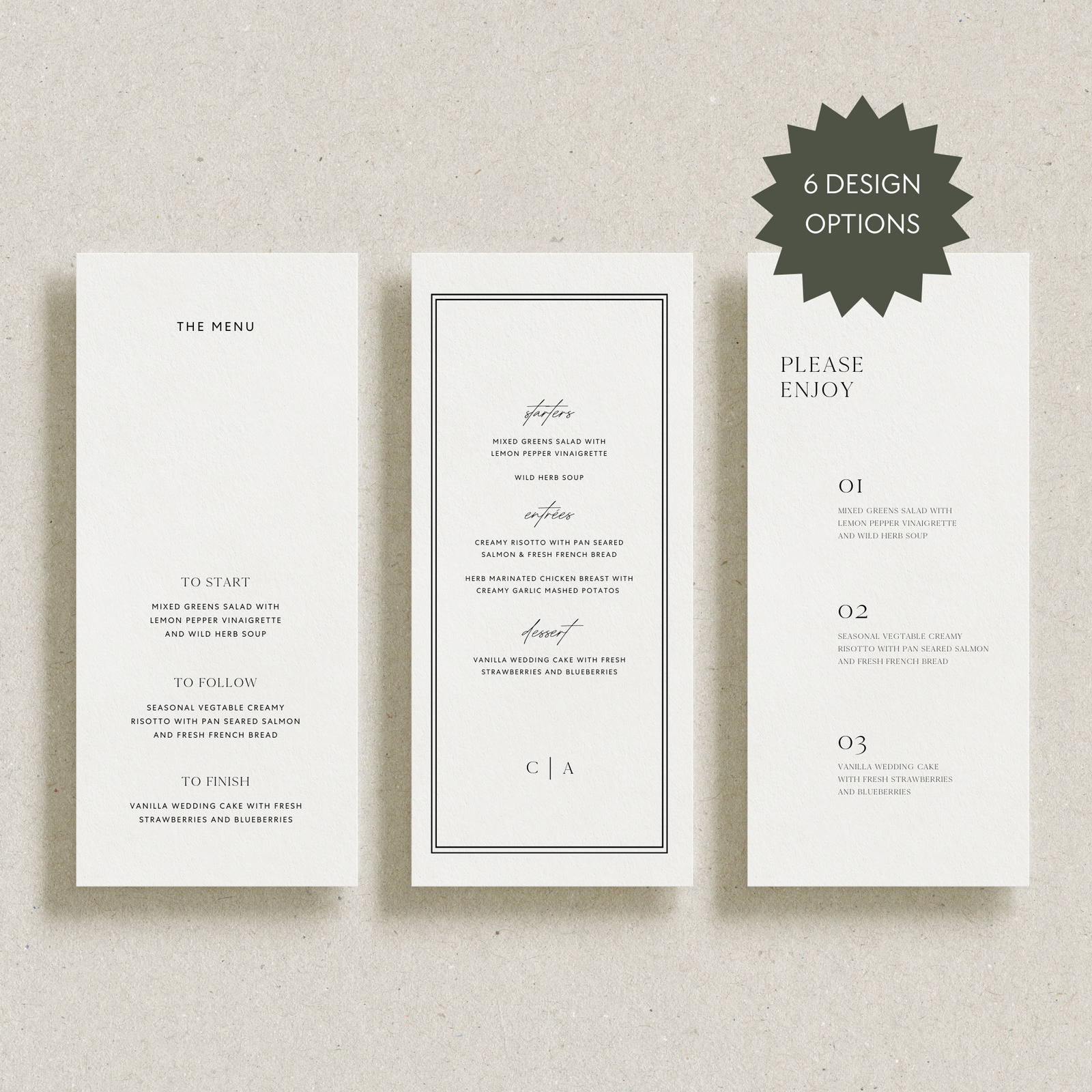 Wedding Menu Card Templates