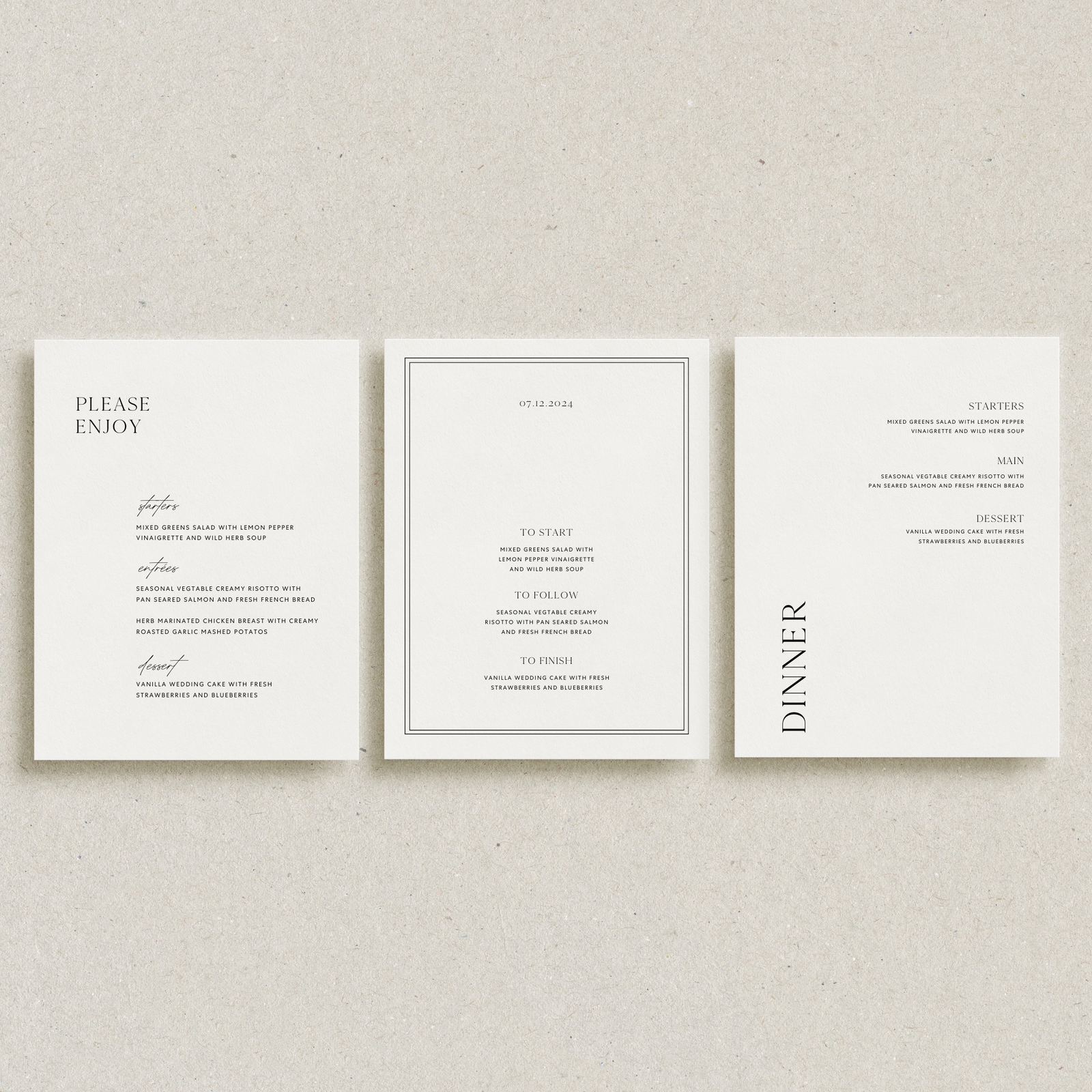 Wedding Menu Card Templates