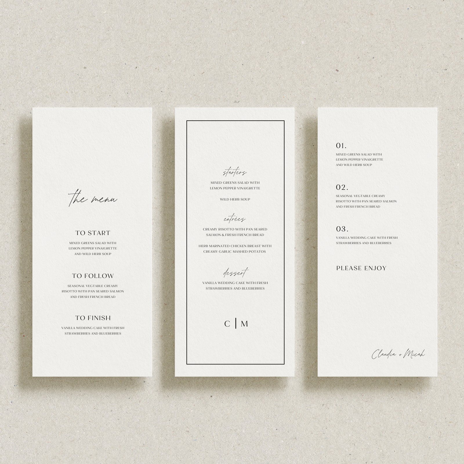 Wedding Menu Card Templates