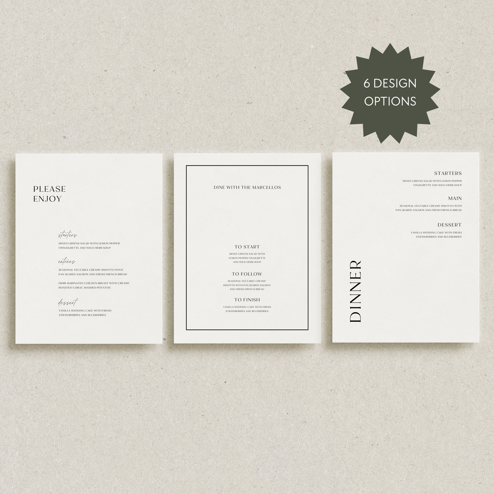 Wedding Menu Card Templates
