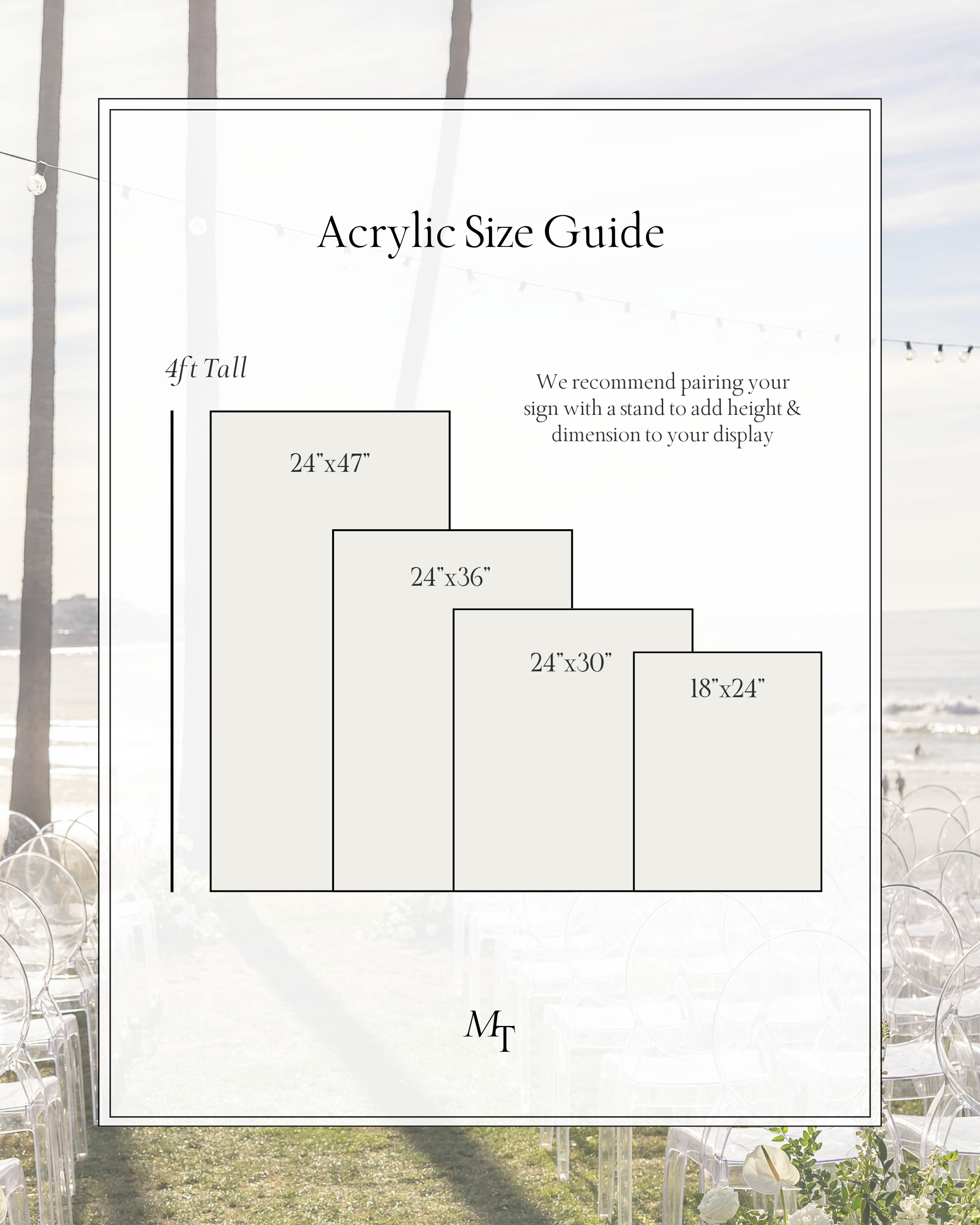 Acrylic Wedding Sign Size Guide for Welcome Signs