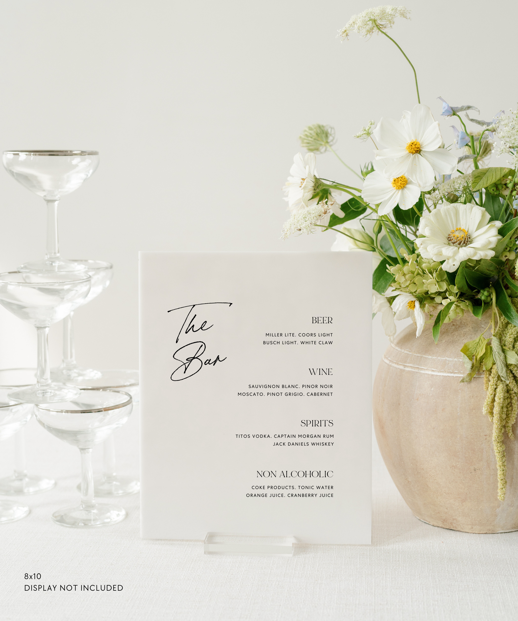 Acrylic Bar Menu Wedding Drink Sign In Capri