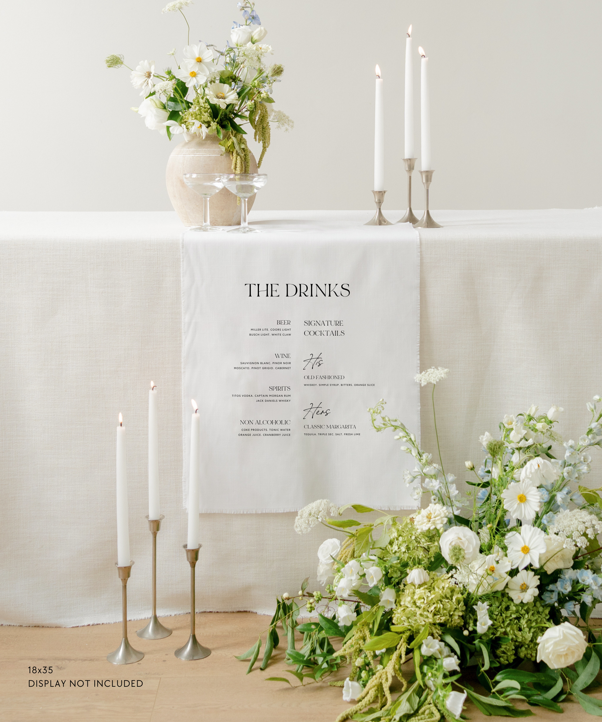 Linen Bar Menu Wedding Drink Sign In Capri