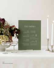 Acrylic Bar Menu Wedding Drink Sign In Quinn
