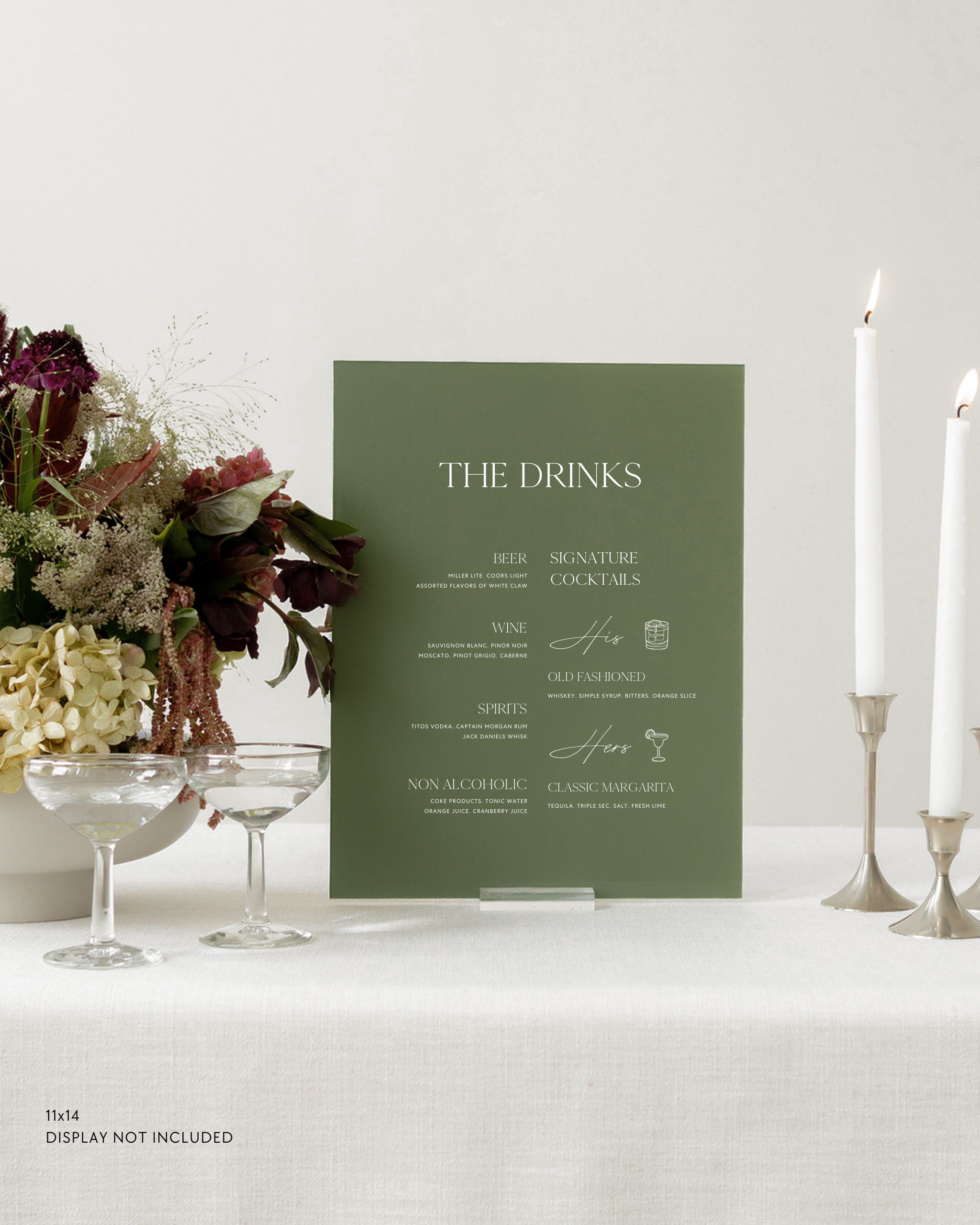 Acrylic Bar Menu Wedding Drink Sign In Quinn