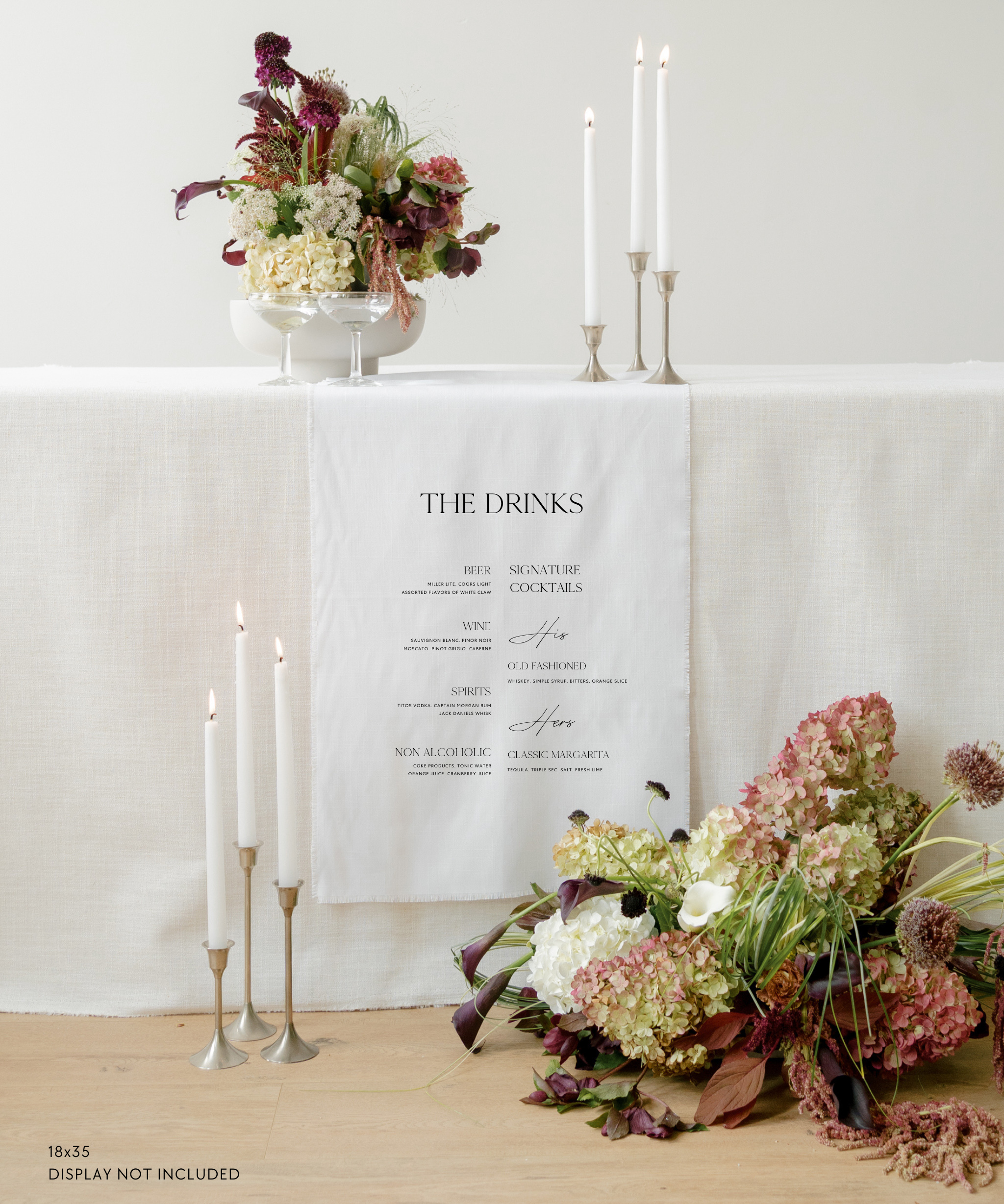 Linen Bar Menu Wedding Drink Sign In Quinn