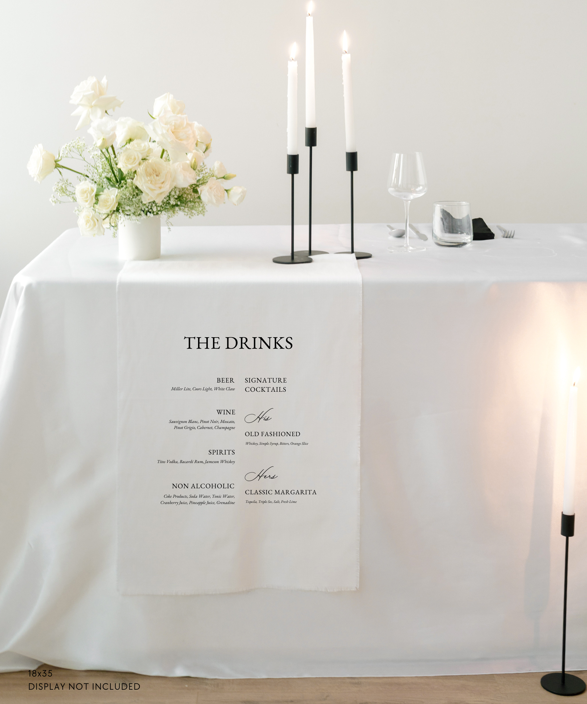 Linen Bar Menu Wedding Drink Sign In Claire