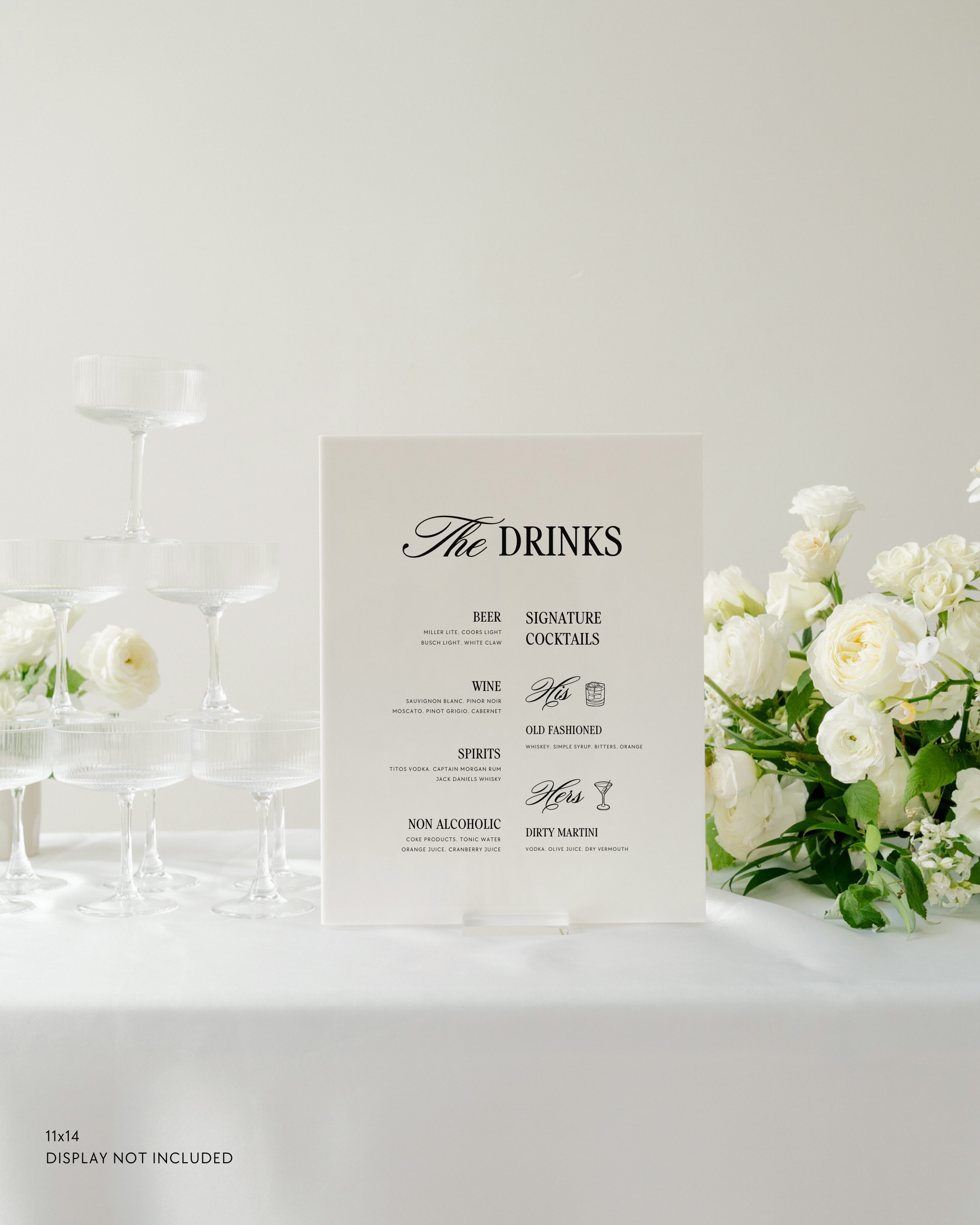 Acrylic Bar Menu Wedding Drink Sign In Haven