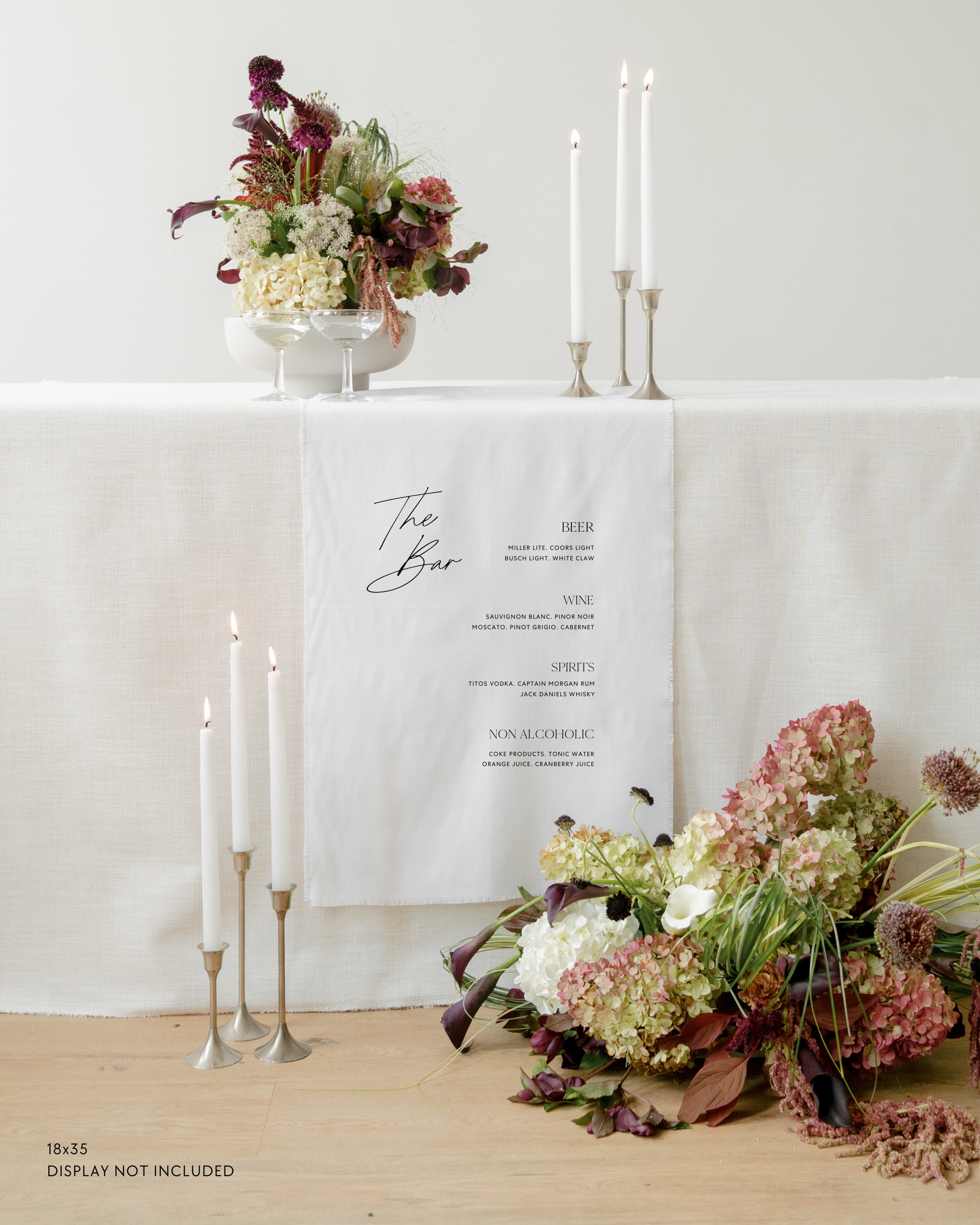 Linen Bar Menu Wedding Drink Sign In Quinn