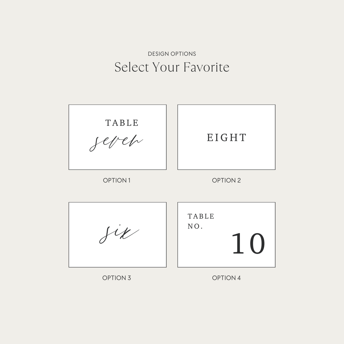 Horizontal Table Numbers Design Options
