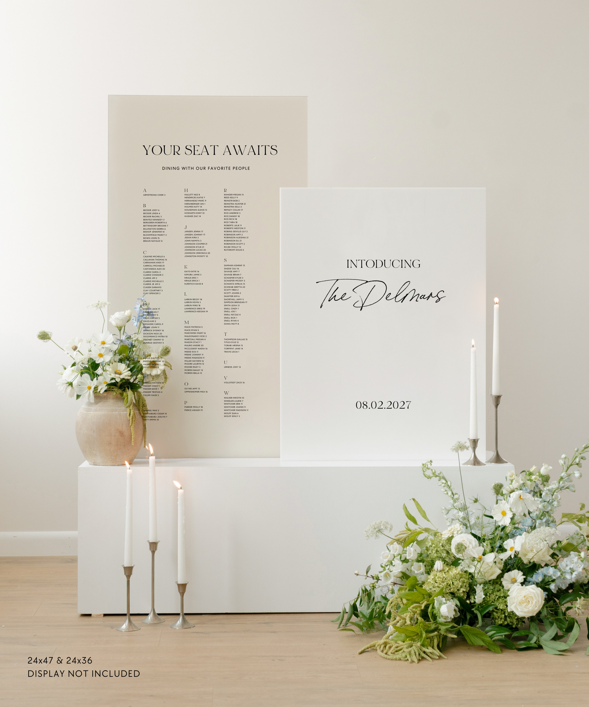 Acrylic Large Double Wedding Sign With Seating Chart In Capri