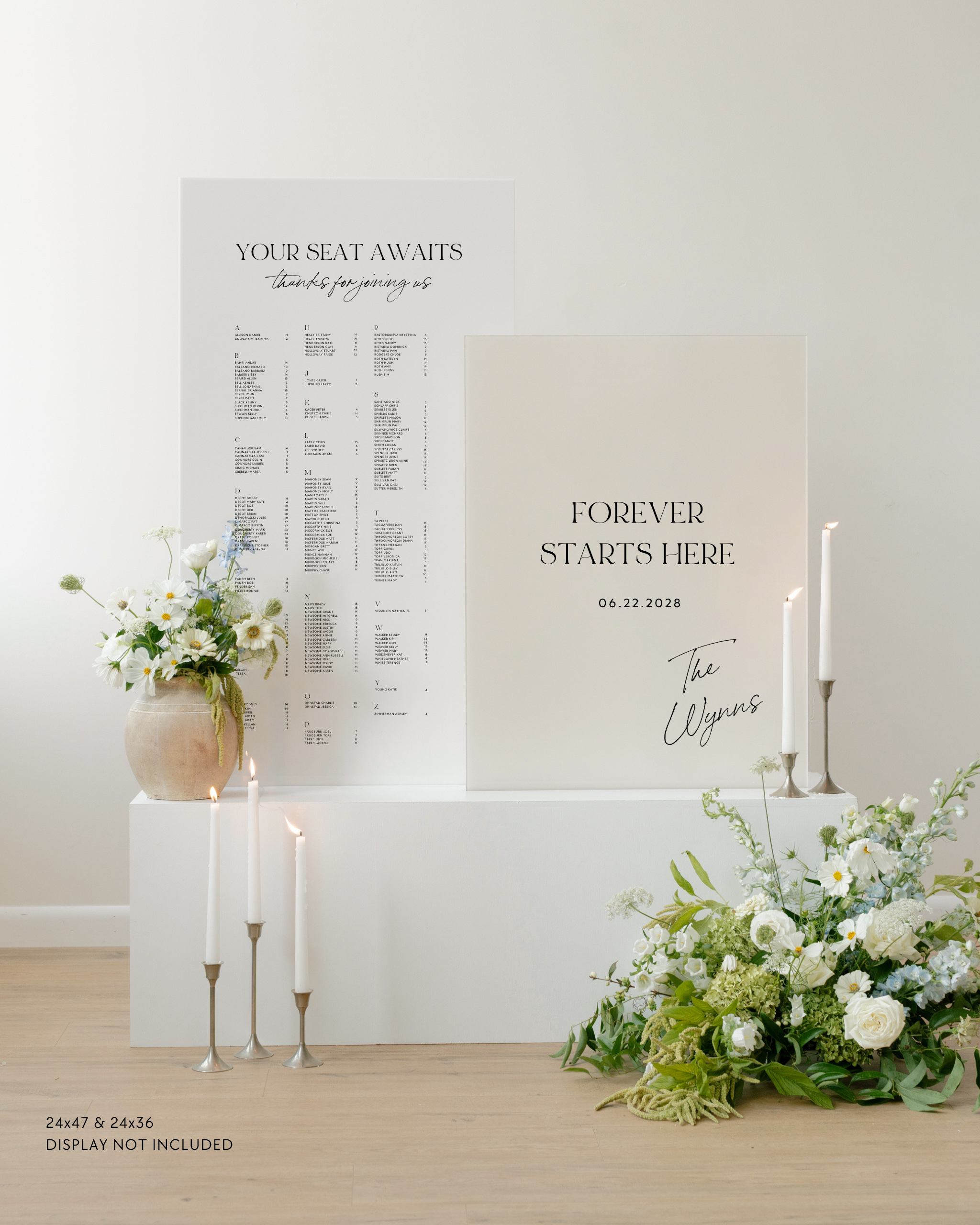 Acrylic Large Double Wedding Sign With Seating Chart In Capri