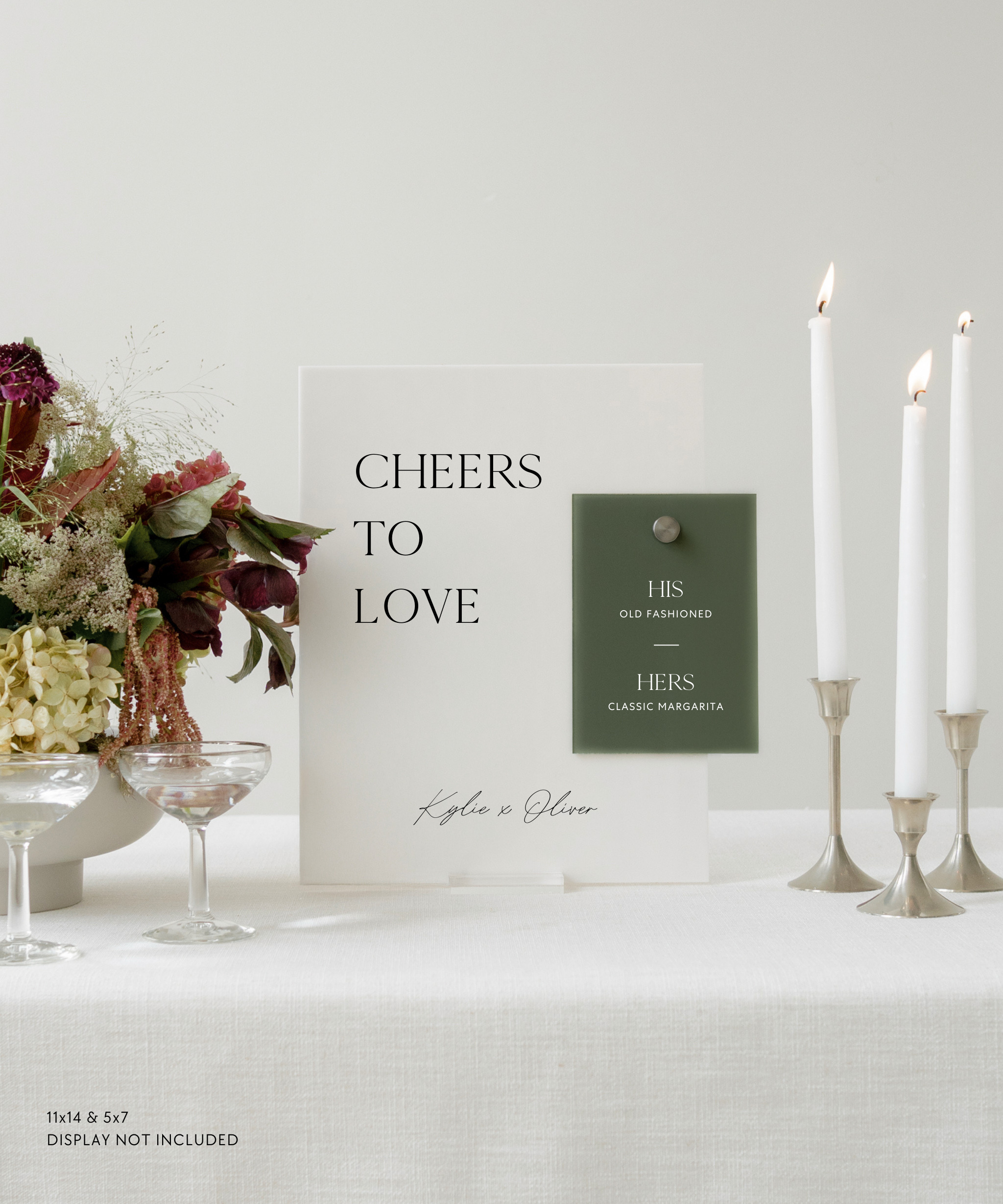 Acrylic Double Bar Wedding Drink Sign In Quinn