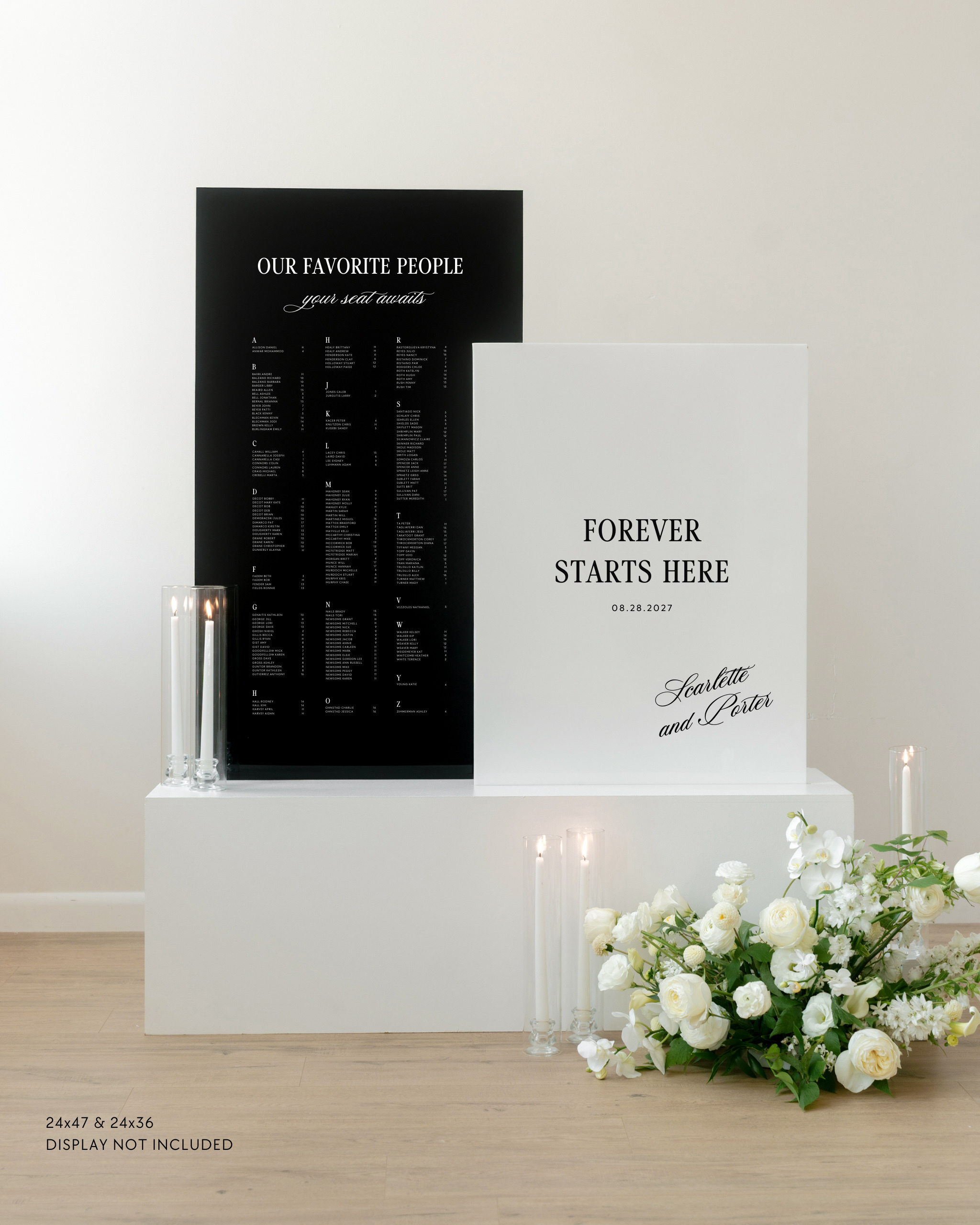 Acrylic Large Double Wedding Sign With Seating Chart In Haven