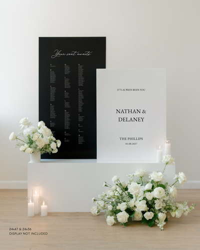 Acrylic Large Double Wedding Sign With Seating Chart In Claire