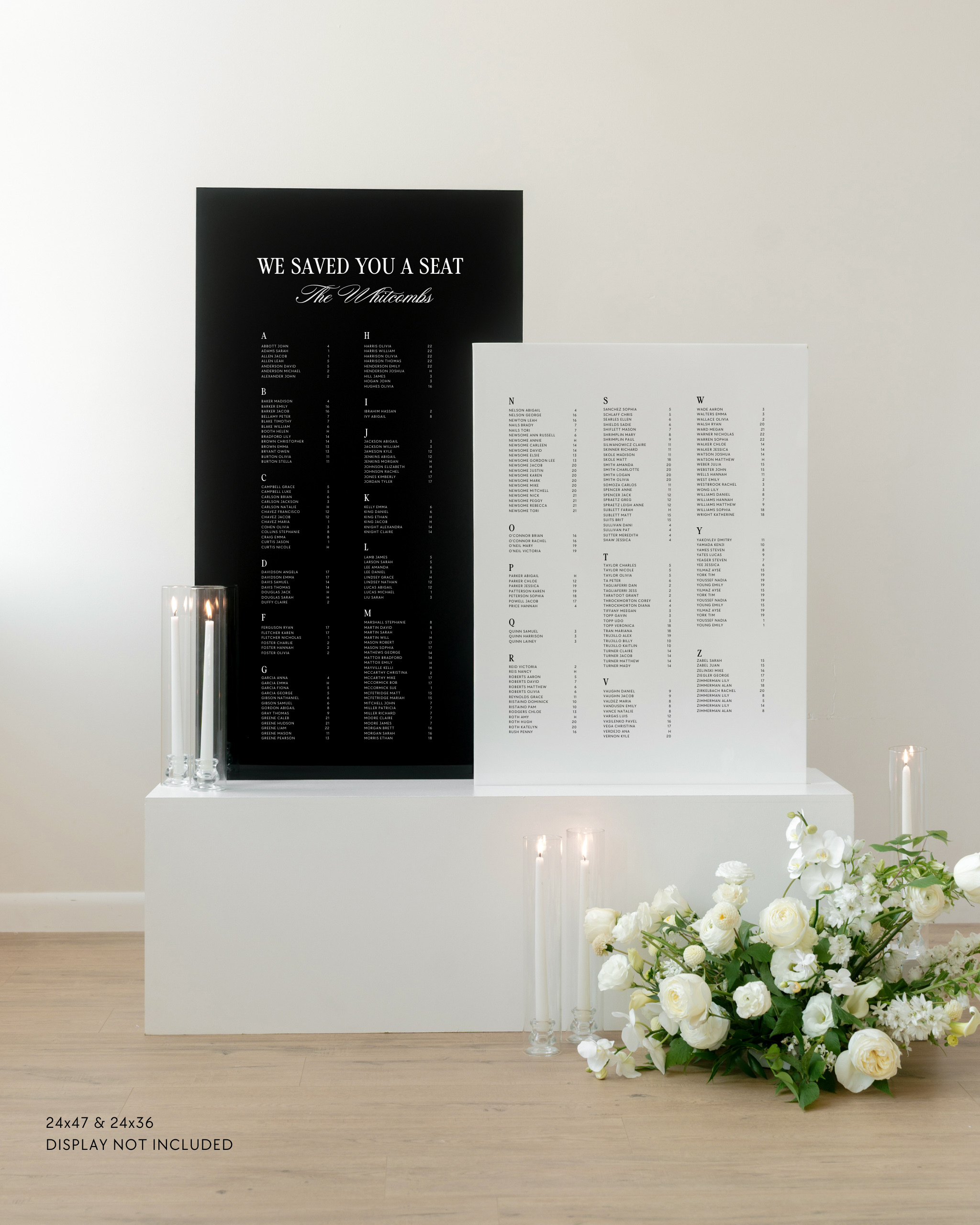 Acrylic Large Double Seating Chart Wedding Sign In Haven