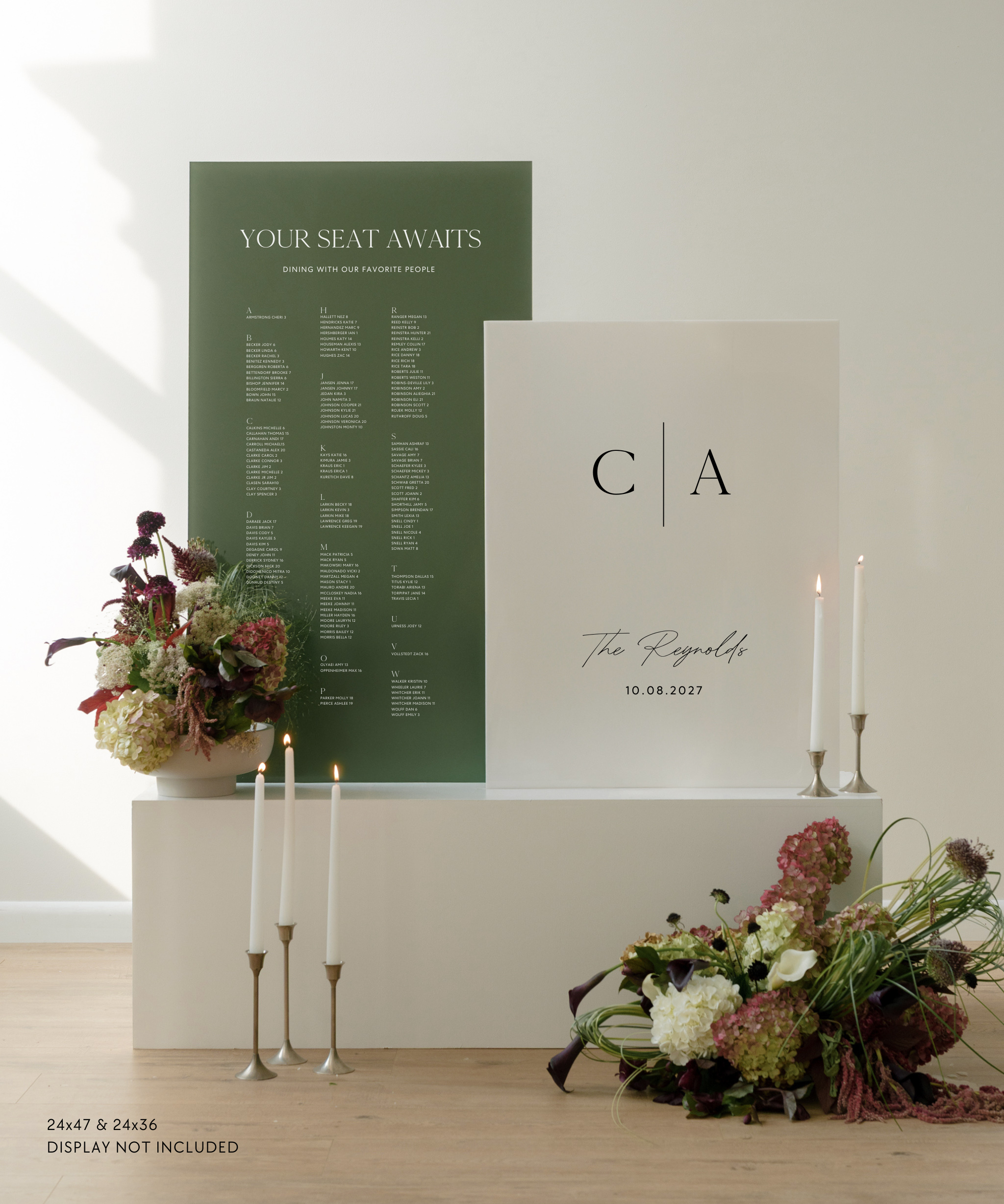 Acrylic Large Double Wedding Sign With Seating Chart In Quinn