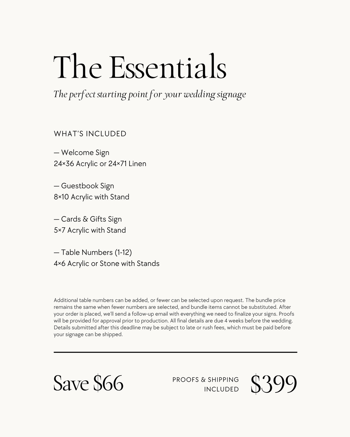 Essentials wedding sign bundle, alternate view 2