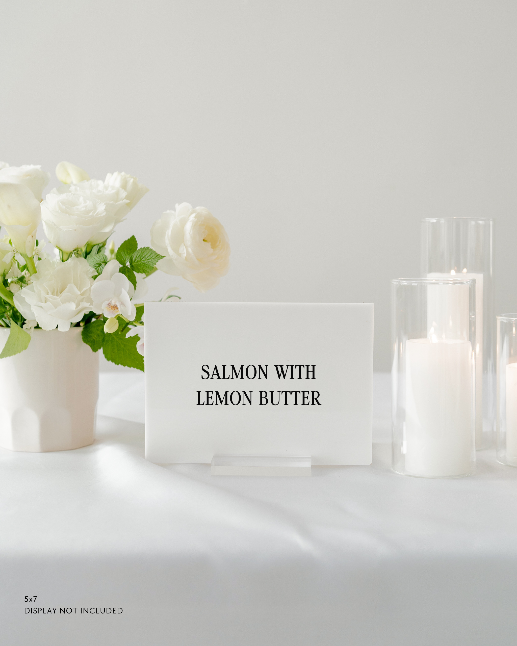 Acrylic Wedding Food Place Cards In Haven