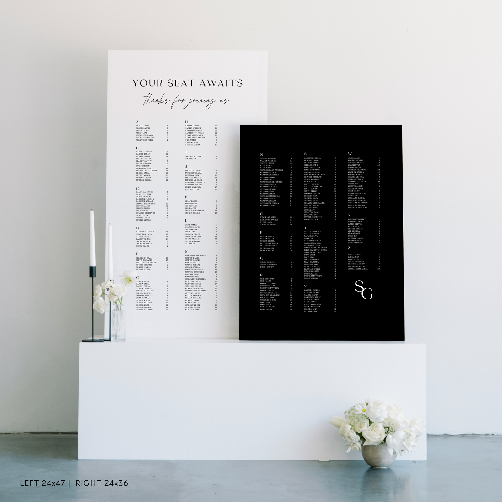 Double Seating Chart Signs In Box Stand