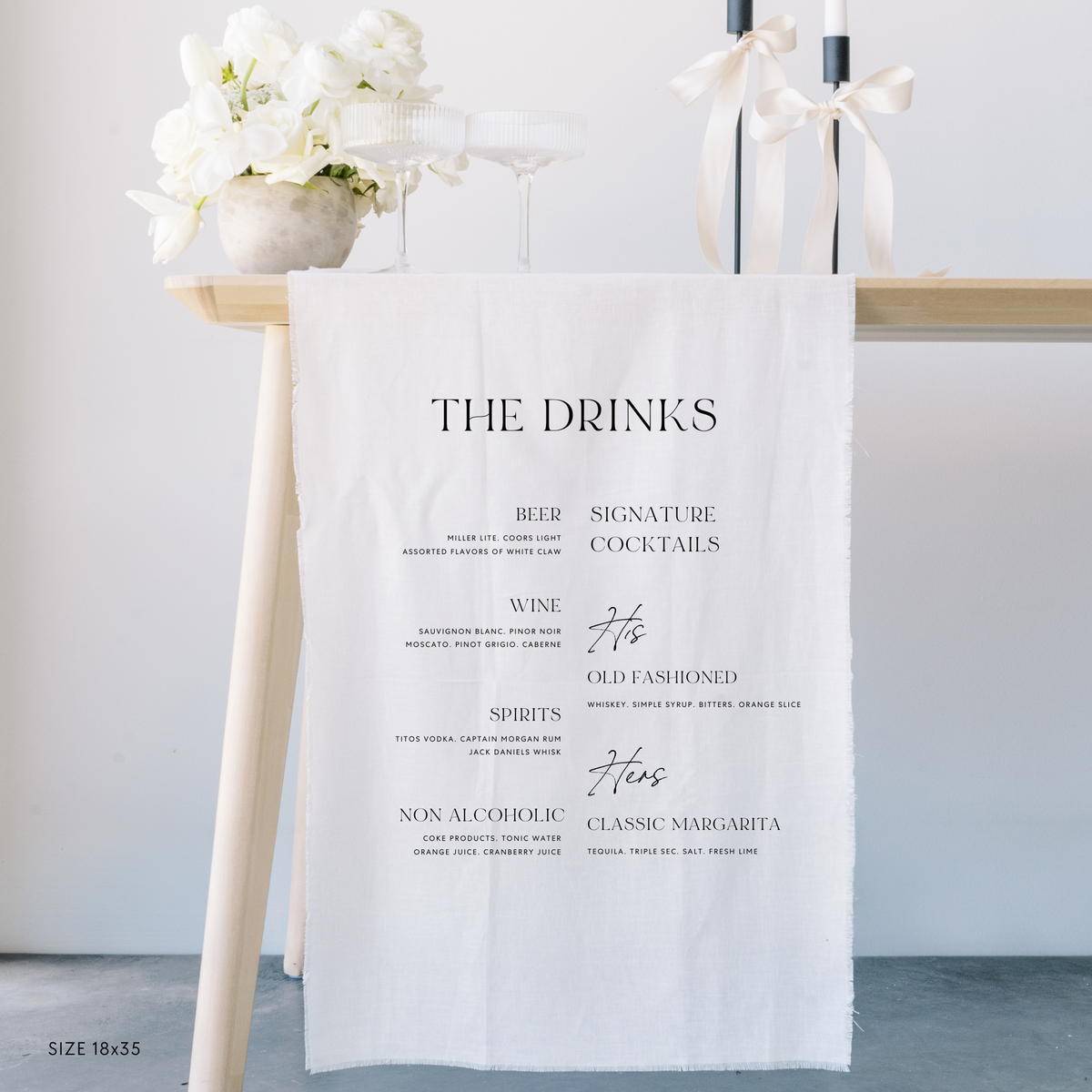 Drink Menu And Signature Drink Linen Sign