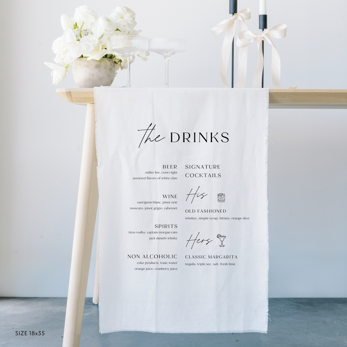 Drink Menu And Signature Drink Linen Sign