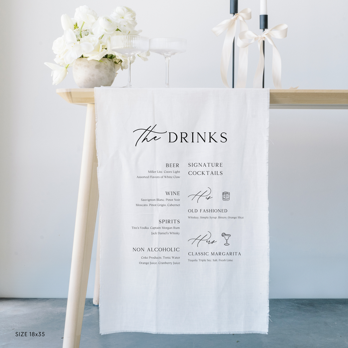 Drink Menu And Signature Drink Linen Sign