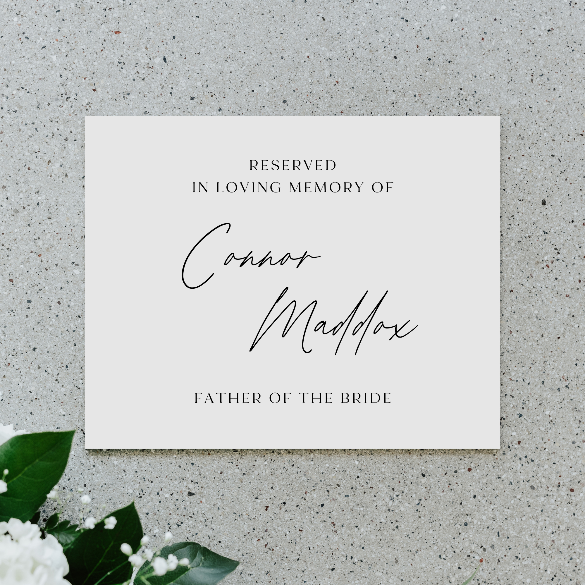 Reserved In Loving Memory Sign