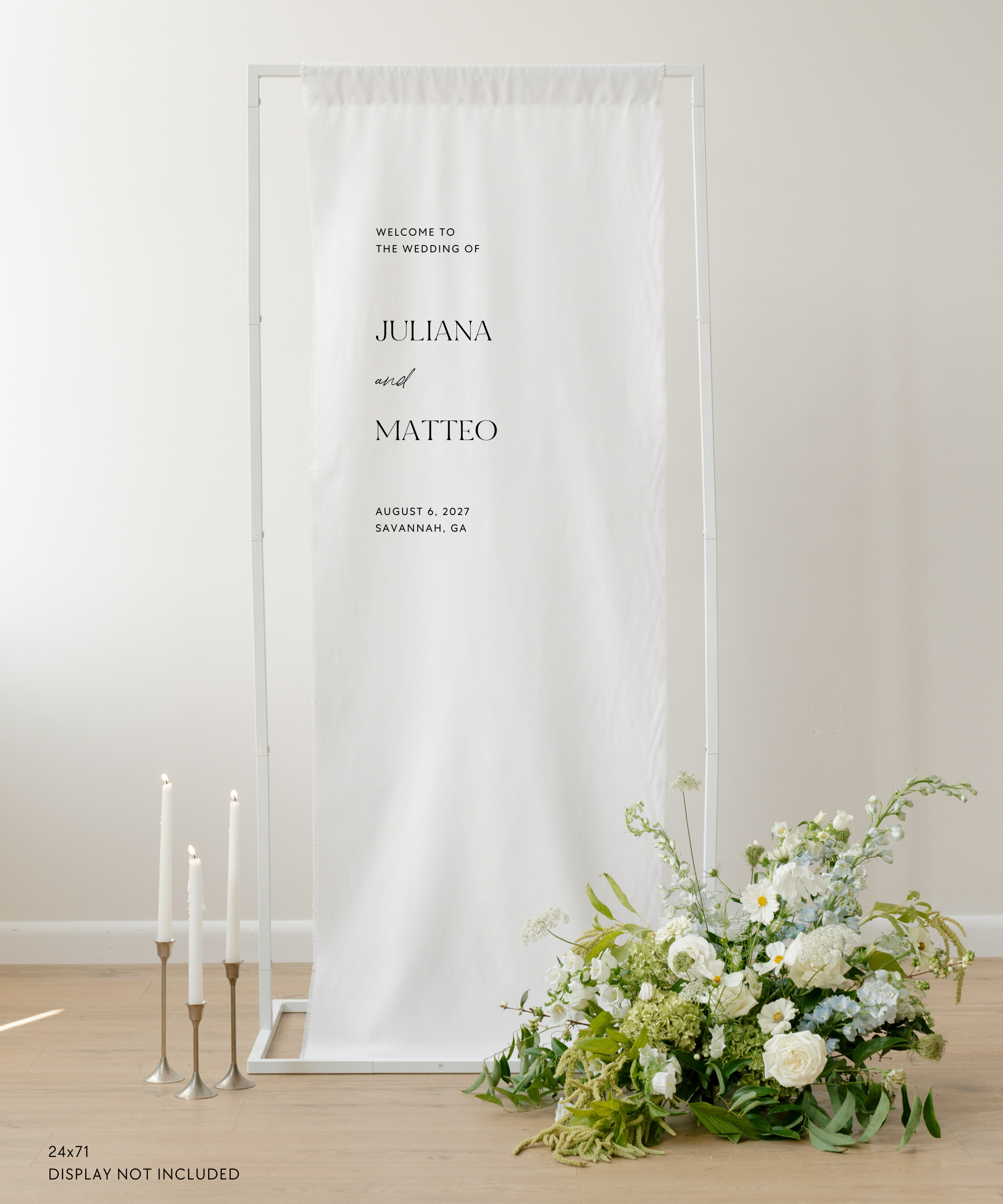 Linen Welcome Wedding Sign In Capri