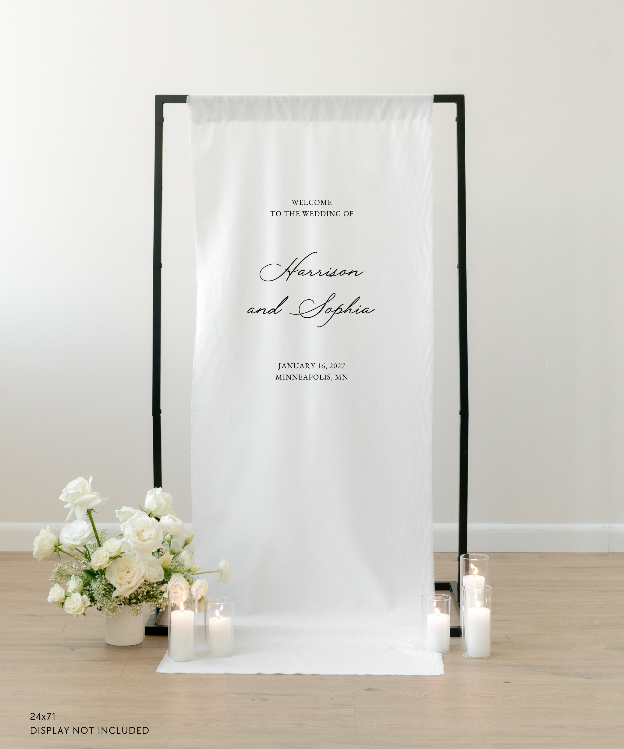 Linen Welcome Wedding Sign In Claire