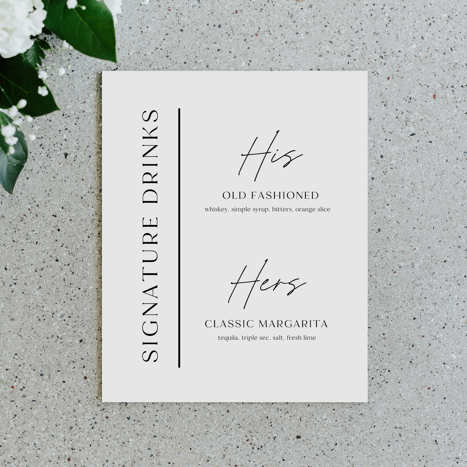 Signature Drinks Sign