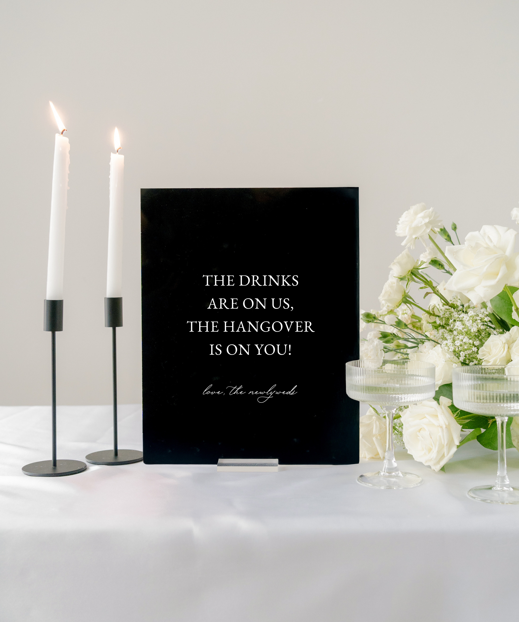 Acrylic Open Bar Wedding Sign In Claire