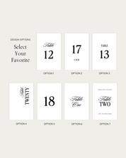 Table Numbers Design Options